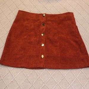One Way Orange Skirt with Gold Buttons